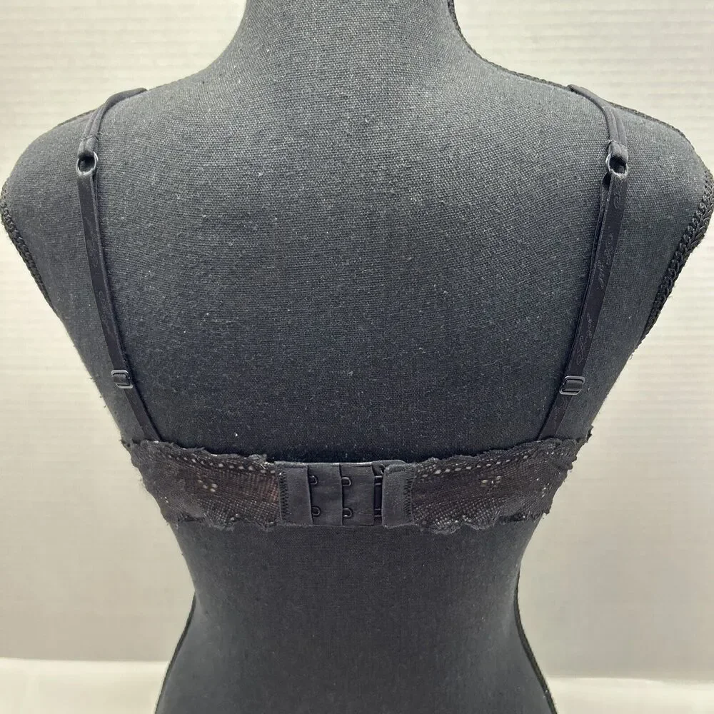 Victoria's Secret Angels Bra Black Lace Semi-Sheer Lightly Lined 34D - Picture 8 of 8